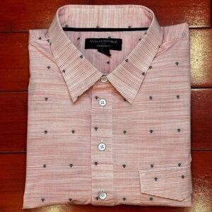 Banana Republic Pink and White with Anchors Quarter Button Down Shirt-Size XL
